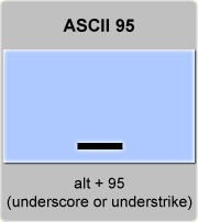 ASCII code _ , underscore , understrike , underbar or low ...
